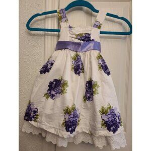 Lilybird Toddler Dress 24 Months Purple White Floral Cotton Easter Eyelet Spring